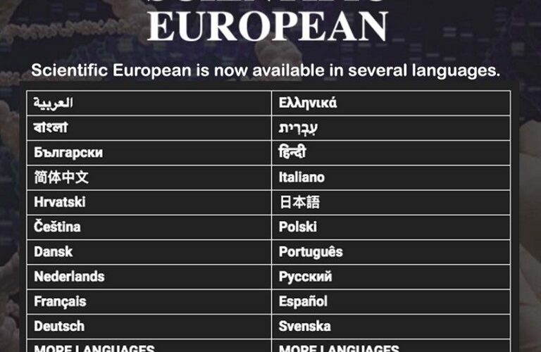 Scientific European: Now Available in Several Indian Languages (Bengali, Gujarati, Hindi, Kannada, Malayalam, Marathi, Nepali, Punjabi, Tamil, Telugu, and Urdu)