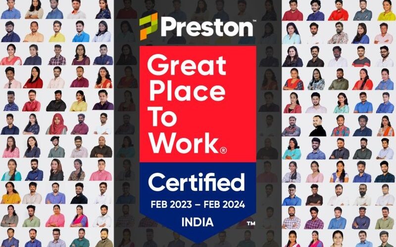 ‘Preston’, India’s Leading EdTech Company, Certified as ‘Great Place to Work®’